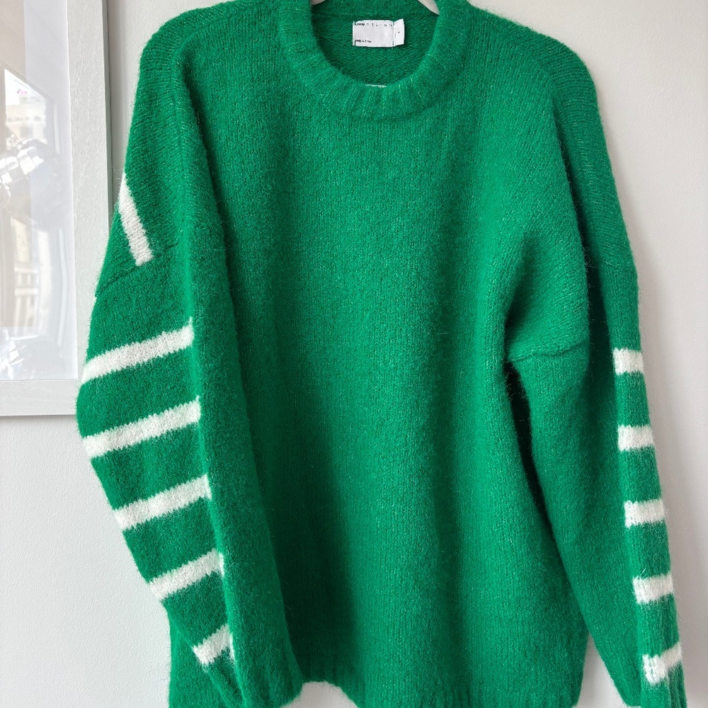 ASOS Green Sweater with White Striped Back